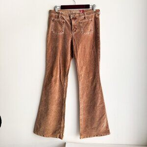 Vintage GUESS Velvet Stretch Low Rise Beige Brown Bootcut Pants 32
